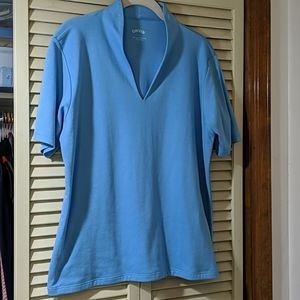 Orvis elegant cut collar blue t-shirt